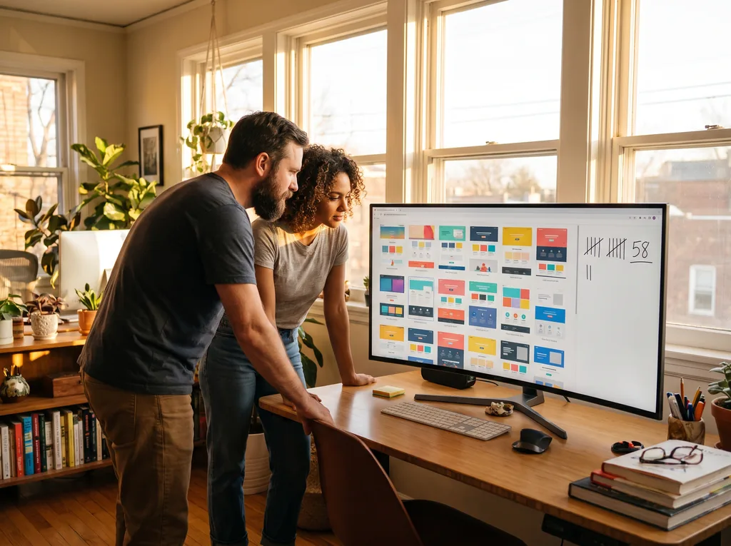 Small agency team reviewing a grid of client websites together