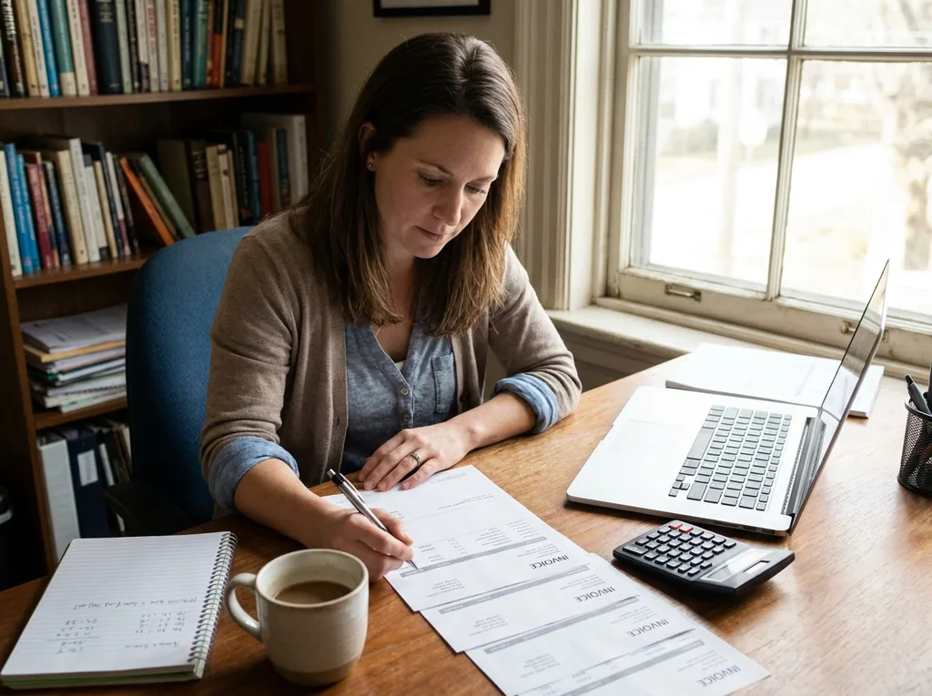 Agency owner comparing yearly SEO plugin renewals for several client stores on a laptop